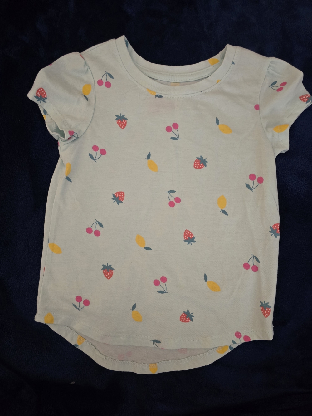 Cat & Jack Light Blue Fruit Print Short Sleeve Tee